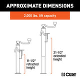 Curt 28300 Swivel Jack, 2000 lb Lifting, 10 in Max Lift H, Carbide