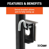Curt 28300 Swivel Jack, 2000 lb Lifting, 10 in Max Lift H, Carbide