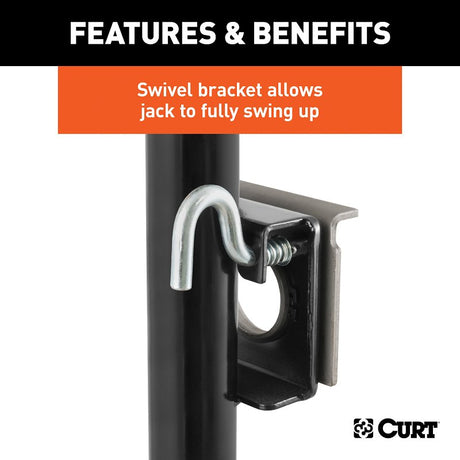 Curt 28300 Swivel Jack, 2000 lb Lifting, 10 in Max Lift H, Carbide