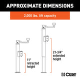 Curt 28320 Pipe-Mount Jack, 2000 lb Lifting, 10 in Max Lift H