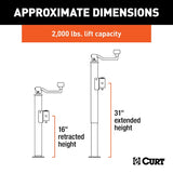Curt 28322 Swivel Jack, 2000 lb Lifting, 15 in Max Lift H, Carbide