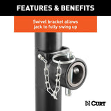 Curt 28354 Pipe-Mount Swivel Jack, 3000 lb Lifting, 10 in Max Lift H, 20-1/4 in OAH, Composite