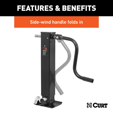 Curt 28512 Square Jack, 12,000 lb Lifting, 12-1/2 in Max Lift H, Carbide
