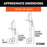 Curt 25003 Marine Jack with 6 in Wheel, 1000 lb Lifting, 23-1/4 in Max Lift H
