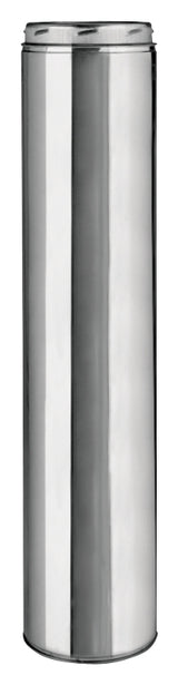 Selkirk 208024U Chimney Pipe, 8 in ID, 10 in OD, Stainless Steel, Includes: Twist-Lock Coupler with Locking Band