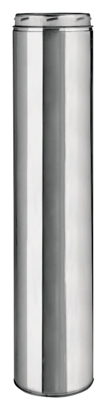 Selkirk 208024U Chimney Pipe, 8 in ID, 10 in OD, Stainless Steel, Includes: Twist-Lock Coupler with Locking Band