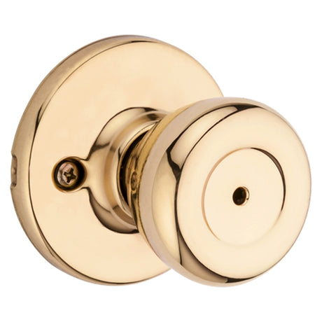 Kwikset 300T 3CP Privacy Lockset, 1-7/8 in Dia Knob, 2-19/32 in L x 2-5/8 in W x 2-5/8 in H Dimensions, Polished Brass