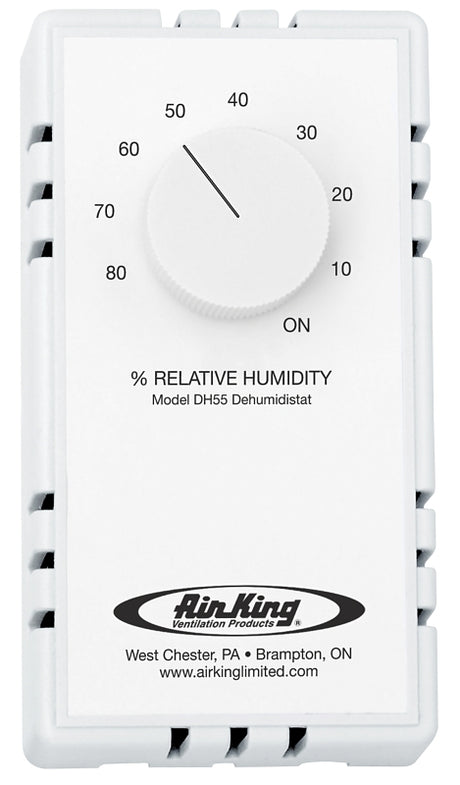 Air King DH55 Humidity Sensing Switch, White, For: Exhaust Fans