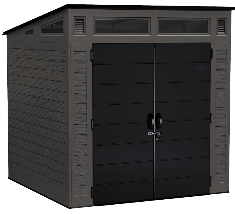 Suncast BMS7780 Storage Shed, 317 cu-ft, 7 ft 2-1/2 in W, 7 ft 3-1/2 in D, 7 ft 5-1/2 in H, Resin, Peppercorn