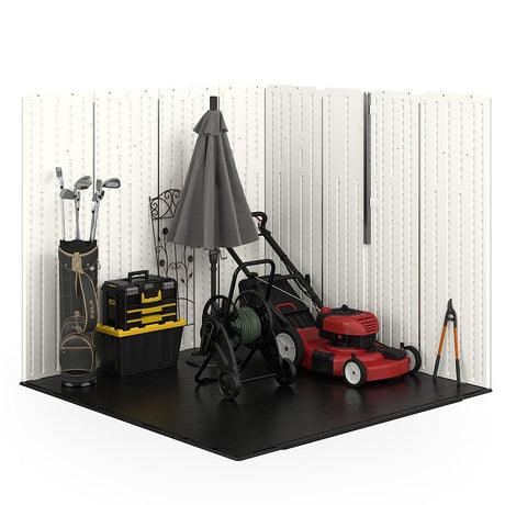 Suncast Ridgeland BMS7704 Storage Shed, 327 cu-ft Capacity, 7 ft 4 in W, 7 ft 1-1/4 in D, 8 ft 2 in H, Resin