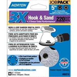 Norton 03218 Sanding Disc, 5 in Dia, 11/16 in Arbor, Coated, P220 Grit, Very Fine, Alumina Ceramic Abrasive, Spiral