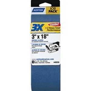 Norton 49259 Sanding Belt, 3 in W, 18 in L, 50 Grit, Coarse, Zirconia Aluminum Abrasive