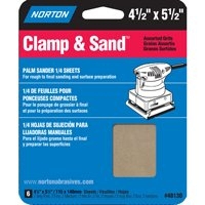 Norton 48130 Multi-Stand Sheet, 4-1/2 in W, 5-1/2 in L, 100, 150, 220 Grit, Fine/Medium/Very Fine, Paper Backing