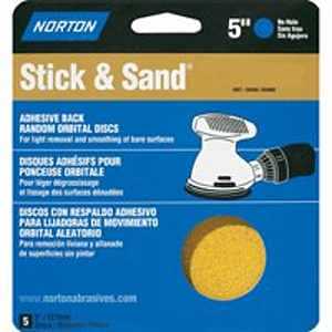 Norton 48907 Sanding Disc, 5 in Dia, Coated, P80 Grit, Coarse, Aluminum Oxide Abrasive