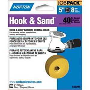 Norton 49225 Sanding Disc, 5 in Dia, Coated, P40 Grit, Extra Coarse, Aluminum Oxide Abrasive, Paper Backing