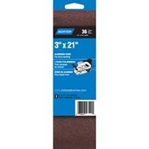 Norton 02243 Sanding Belt, 3 in W, 21 in L, 36 Grit, Extra Coarse, Aluminum Oxide Abrasive