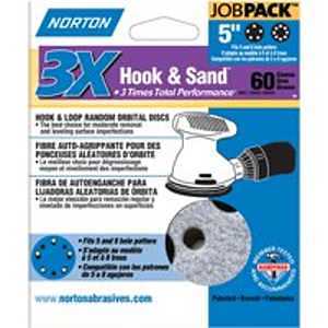 Norton 74368 Sanding Disc, 5 in Dia, 11/16 in Arbor, Coated, 60 Grit, Coarse, Zirconia Aluminum Abrasive, Paper Backing