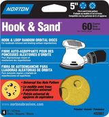 Norton 02007 Sanding Disc, 5 in Dia, Coated, P60 Grit, Coarse, Aluminum Oxide Abrasive, Universal Vacuum