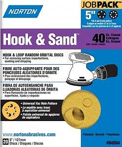 Norton 04064 Sanding Disc, 5 in Dia, Coated, P40 Grit, Extra Coarse, Aluminum Oxide Abrasive, Paper Backing