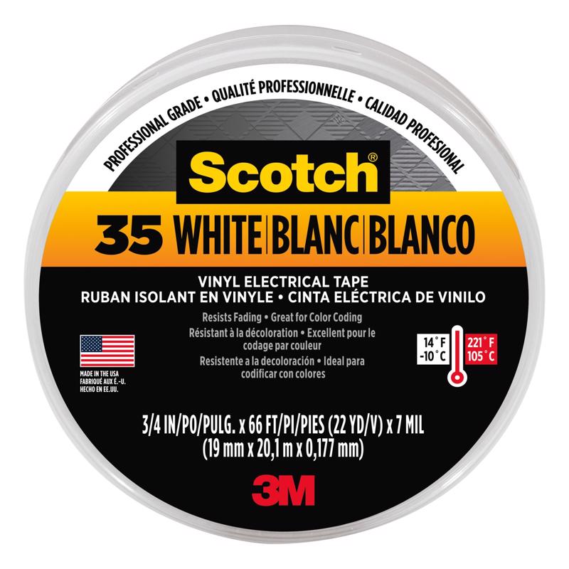 Scotch 3/4 in. W X 66 ft. L White Vinyl Electrical Tape, Pack of 10