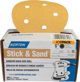 Norton Stick & Sand Series 07660701641 Sanding Disc, 5 in Dia, Coated, 60 Grit, Coarse, Aluminum Oxide Abrasive