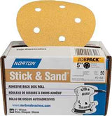 Norton Stick & Sand Series 07660701652 Sanding Disc, 6 in Dia, Coated, 80 Grit, Coarse, Aluminum Oxide Abrasive