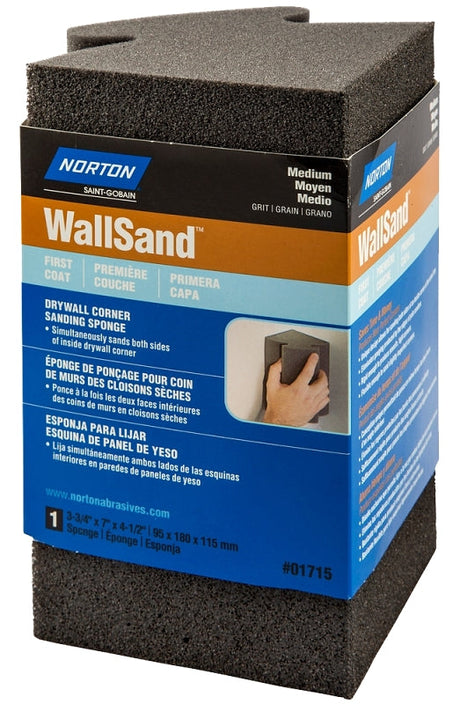 NORTON WallSand 07660701715 Drywall Sanding Sponge, 7 in L, 4-1/2 in W, 3-3/4 in Thick, Medium Grade