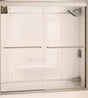 Maax Aura 135661-900-305 Bathtub Door, Nickel Frame, Semi Frame, Clear Glass, Bypass/Sliding Door, 1/4 in Glass