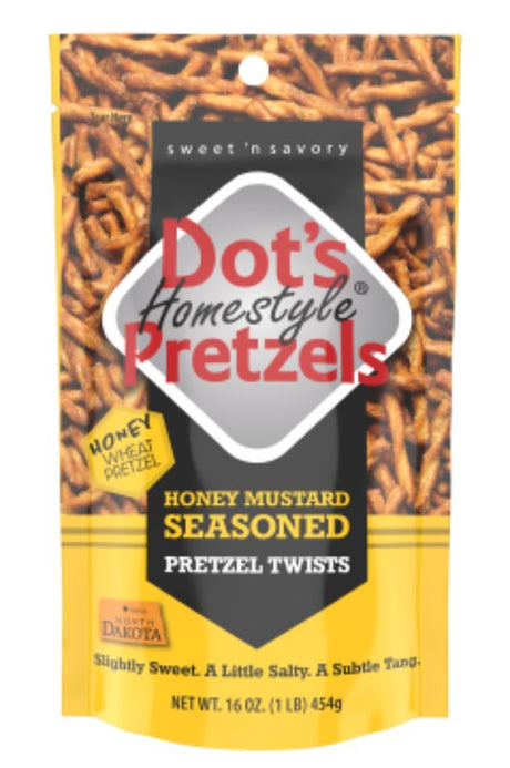 Dot's Homestyle Pretzels 7002- DP Mustard Pretzel Twist, Honey, 16 oz, Pack of 10