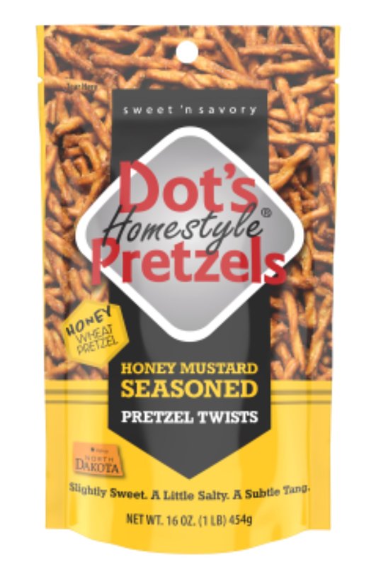 Dot's Homestyle Pretzels 7002- DP Mustard Pretzel Twist, Honey, 16 oz, Pack of 10