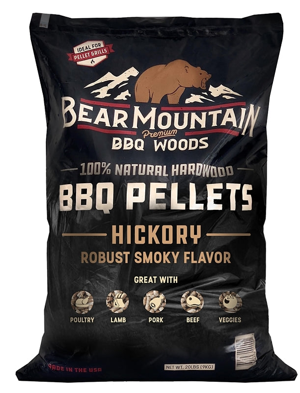 Bear Mountain FK14 Series BBQ Pellet, Hickory, 20 in L, Hardwood, 20 lb Bag