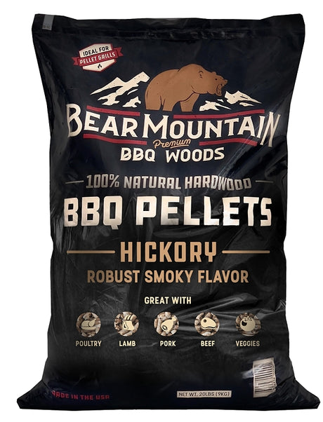 Bear Mountain FK14 Series BBQ Pellet, Hickory, 20 in L, Hardwood, 20 lb Bag