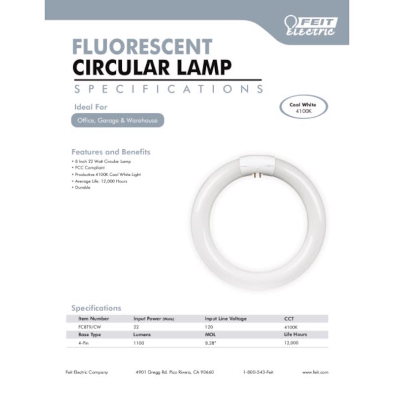 Feit Legacy Bulbs 22 W T9 8.3 in. D X 8.3 in. L Circline Fluorescent Bulb Cool White Circular 4100 K