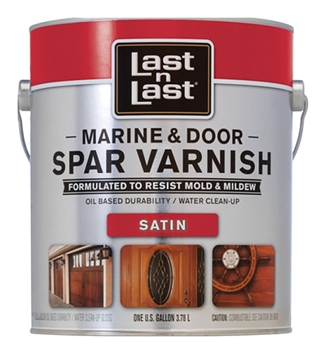 Last n Last 94101 Marine and Door Spar Varnish, Satin, Amber, Liquid, 1 gal, Pack of 2
