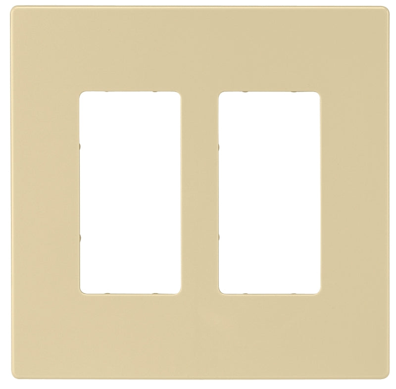 Eaton Cooper Wiring PJ PJS262V Wallplate, 4.87 in L, 4.94 in W, 2 -Gang, Polycarbonate, Ivory, High-Gloss
