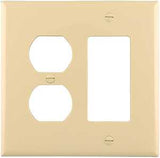 Eaton Wiring Devices PJ826V Combination Wallplate, 4-7/8 in L, 4-15/16 in W, Mid, 2-Gang, Polycarbonate, Ivory, Screw, Pack of 20