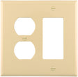 Eaton Wiring Devices PJ826V Combination Wallplate, 4-7/8 in L, 4-15/16 in W, Mid, 2-Gang, Polycarbonate, Ivory, Screw, Pack of 20
