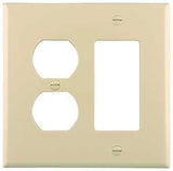 Eaton Wiring Devices PJ826LA Combination Wallplate, 4.9 in L, 4.86 in W, Mid, 2 -Gang, Polycarbonate, Light Almond