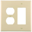 Eaton Wiring Devices PJ826LA Combination Wallplate, 4.9 in L, 4.86 in W, Mid, 2 -Gang, Polycarbonate, Light Almond