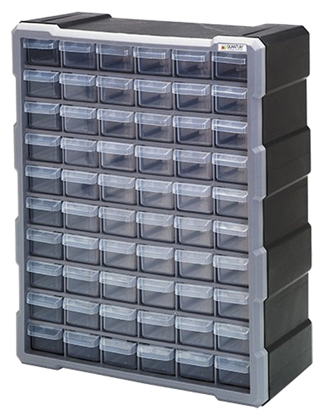 Quantum Storage Systems PDC-60BK Small Parts Organizer, 15 in L, 6-1/4 in W, 18-3/4 in H, 60-Drawer, Polypropylene