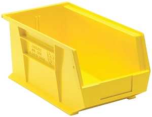 Quantum Storage Systems RQUS240YL Hang and Stack Bin, 60 lb, Polypropylene, Yellow, 14-3/4 in L, 8-1/4 in W