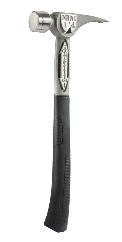 STILETTO TI-BONE MINI TBM14RSC Straight Claw, Smooth Face Hammer, 14 oz Head, Titanium Head, Black Handle