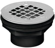 Oatey 42093 Shower Drain, ABS, Black, Specifications: Snap-In Cover Design, Solvent Weld Connection, Round Shape