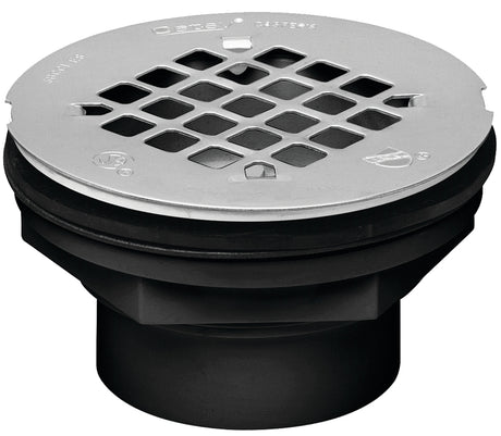 Oatey 42093 Shower Drain, ABS, Black, Specifications: Snap-In Cover Design, Solvent Weld Connection, Round Shape