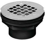 Oatey 42093 Shower Drain, ABS, Black, Specifications: Snap-In Cover Design, Solvent Weld Connection, Round Shape