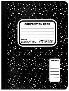 Top Flight MB100 Series 4511923 Marbled Composition Book, 100-Sheet, Sewn Binding, Pack of 6