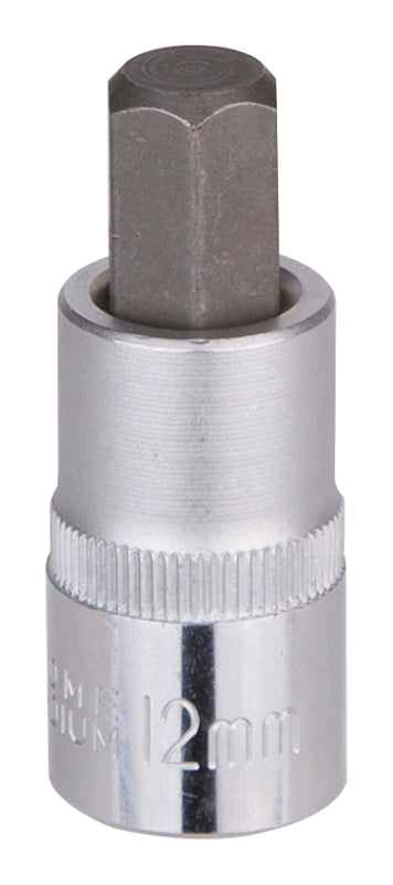 Vulcan 3506011813 Hex Bit Socket, 12 mm Tip, 1/2 in Drive, Chrome, 2-1/2 in OAL