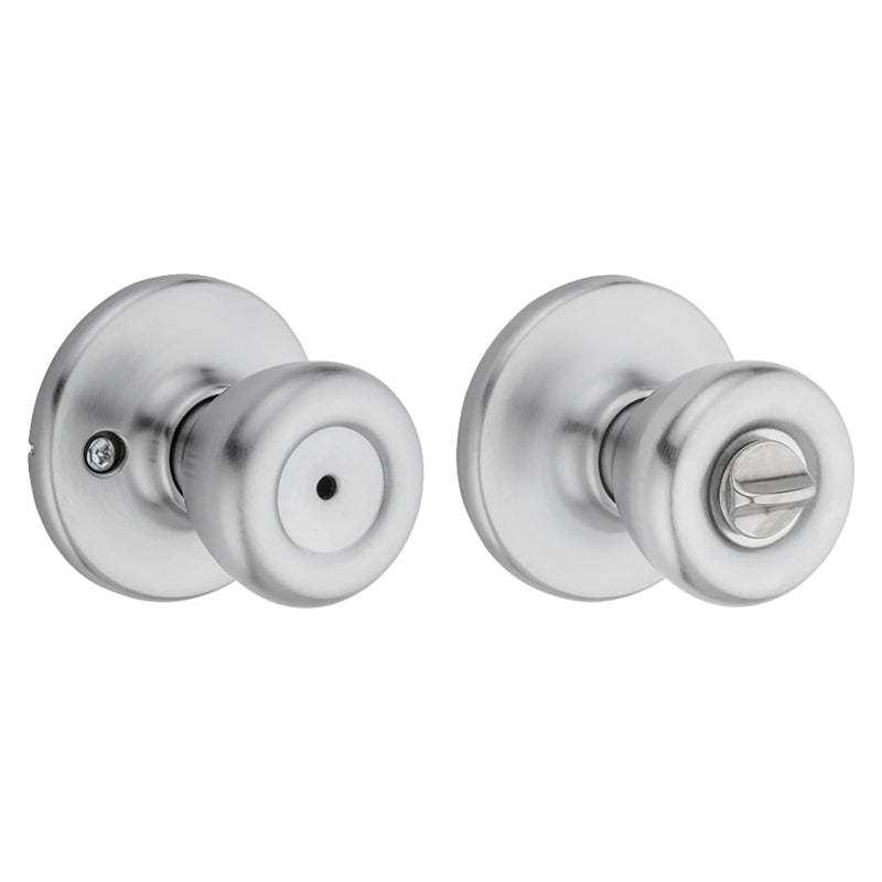 Kwikset 300T26D 6AL RCS Privacy Door Knob, 1-7/8 in Dia Knob, Metal, Satin Chrome