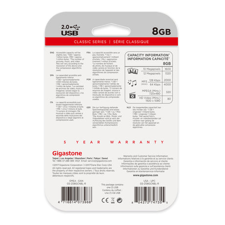 Gigastone 8 GB USB Flash Drive 1 pk