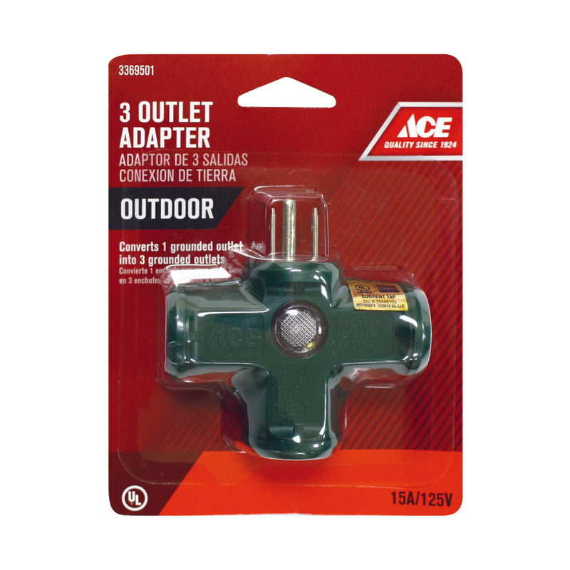 Ace Grounded 3 outlets Adapter 1 pk
